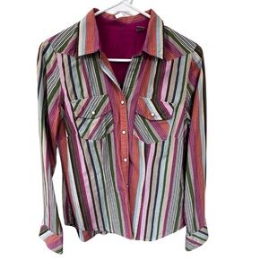 Izod Pink and Multicolor Striped Shirt